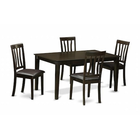 East West Furniture East West Furniture CAAN5-CAP-LC 5 Piece Dining Room Set-Dining Table and 4 Dining Room Chair CAAN5-CAP-LC